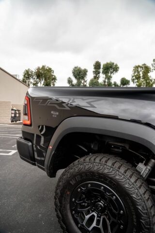 Ram TRX Black Vinyl Wrap TRX Bed Graphic Rear Quarter, by Wrap Labs, Westlake Village