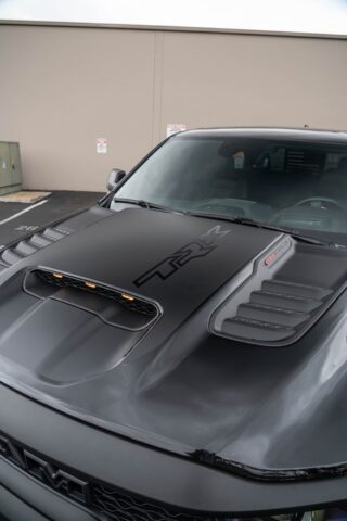 Ram TRX Black Vinyl Wrap TRX Hood Scoop Detail, by Wrap Labs, Westlake Village