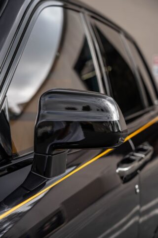 Rolls Royce Cullinan Black Badge Graphite Yellow Accent PPF Mirror Detail, by Wrap Labs, Westlake Village