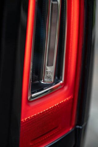 Rolls Royce Cullinan Black Badge Graphite Yellow Accent PPF Taillight RR Badge Detail, by Wrap Labs, Westlake Village