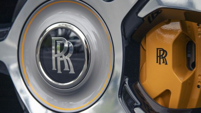 Rolls Royce Cullinan Black Badge RR Wheel Yellow Brake Caliper Detail, by Wrap Labs, Westlake Village