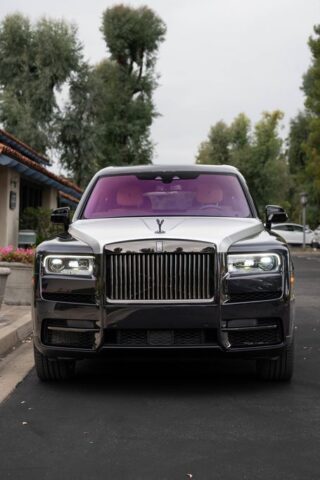 Rolls Royce Cullinan Black Silver Two Tone Purple Interior CPF Front Straight Street, by Wrap Labs, Westlake Village