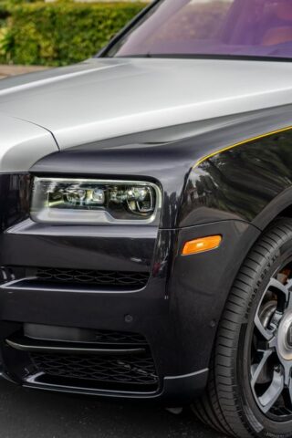 Rolls Royce Cullinan Black Silver Two Tone Purple Interior CPF Headlight Fender Detail, by Wrap Labs, Westlake Village