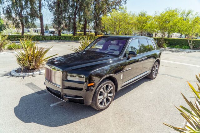 Rolls Royce Cullinan Gloss Black PPF Front 3Quarter Overhead, by Wrap Labs, Westlake Village