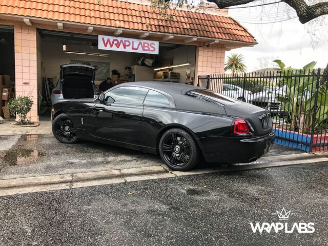Rolls Royce Wraith Black PPF Rear Three Quarter WrapLabs Shop Outdoor, by Wrap Labs, Westlake Village