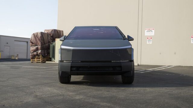 Tesla Cybertruck PPF Front Head On Parking Lot, by Wrap Labs, Westlake Village