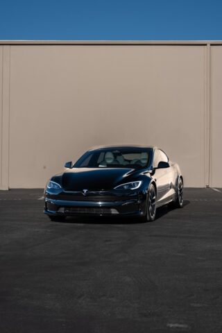 Tesla Model S Plaid Gloss Black PPF Full Car Front, by Wrap Labs, Westlake Village