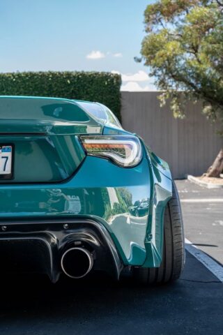 Toyota 86 Teal Chrome Vinyl Wrap Rear Taillight Exhaust Detail, by Wrap Labs, Westlake Village