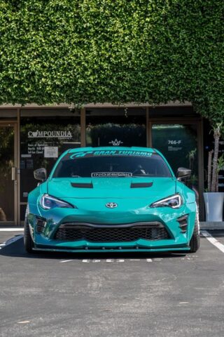 Toyota 86 Teal Chrome Vinyl Wrap Widebody Front Gran Turismo, by Wrap Labs, Westlake Village
