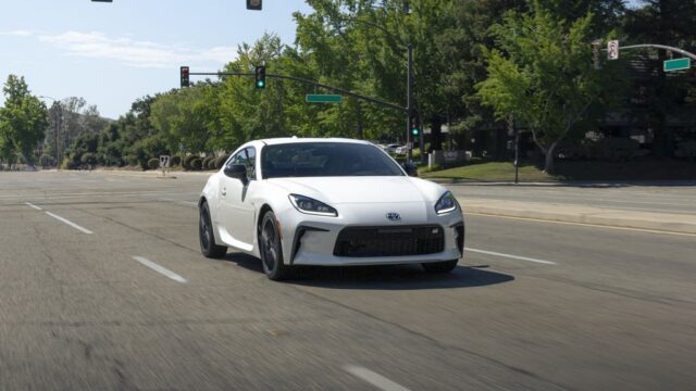 Toyota GR86 White PPF Front Head On Rolling Street, by Wrap Labs, Westlake Village