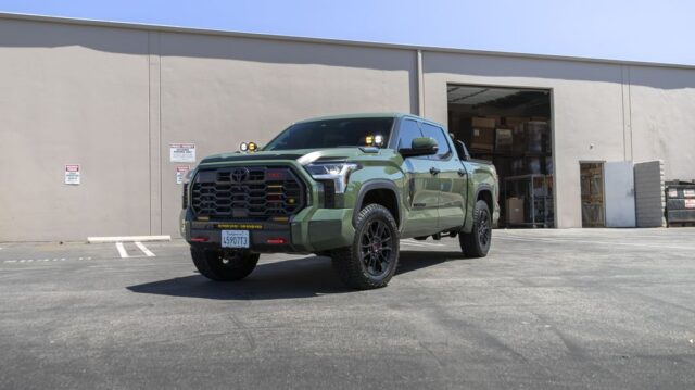 Toyota Tundra TRD Pro Army Green PPF Roof Lights Lift Kit Front 3Quarter, by Wrap Labs, Westlake Village